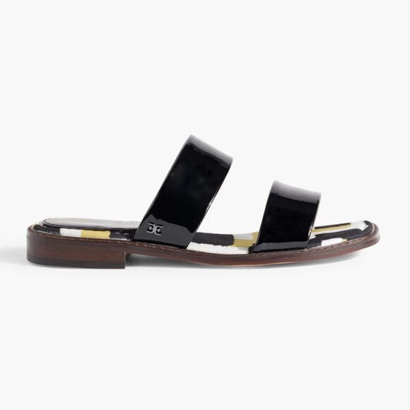 SAM EDELMAN Haydee Slide Sandals in Black Patent Leather Size 6.5 Brand New - Picture 2 of 4